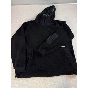 Manresa Mens Fleece Zip Pocket Hoodie Elbow Patch Jacket Cozy Black  XL